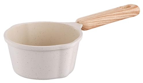 Toyvian Non Stick Milk Pot Small Sauce Pot with Wooden Handle Kitchen Milk Pan for Butter Melting Heating Sauce and Cooking Compact Stovetop Cookware for Home and Travel Use