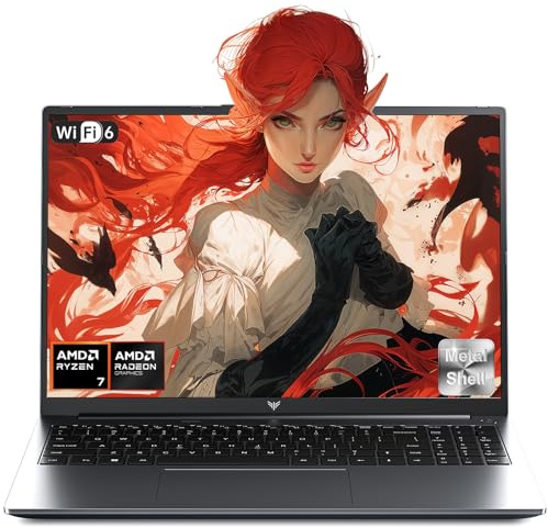 Tivique PC Portable Gamer 16,1 - Ordinateur Portable Ryzen 7 H255 (jusqu'à 4,90 GHz), 8C/16T - 4800MHz 16Go DDR5*2 + 512Go SSD M.2, écran FHD 1200p, HDMI,WiFi 6, Radeon 780M 12C, Clavier Rétroéclairé
