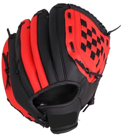 Baseballhandske handgjord basebollhandske, softball träningsutrustning, storlek 10,5/11,5 tum, vante till vänster (röd, 12,5 tum)