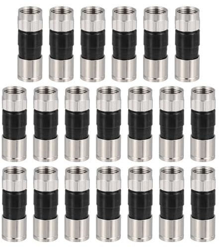 QUARKZMAN 20 Pcs Conectores De Compresión Para Cable Coaxial Tipo F 75 Ohm Conector Coaxial Macho RG6 De Cobre Con Junta Tórica Estanca Para Antenas De Televisión Por Cable Routers