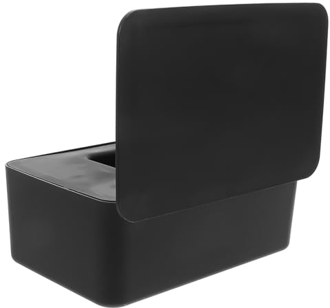 FUNOMOCYA Schwarze Feuchttücherbox aus Kunststoff mit Deckel Multifunktional und Fleckenresistent für Auto und Wohnzimmer Modernes Minimalistisches Design