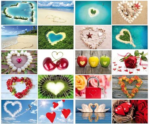 Edizione Colibri, set di cartoline Love-Cards (Set 2), 24 cartoline con cuori, con diversi motivi (10794-817)