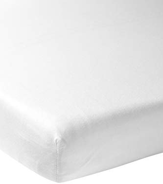 Meyco Baby Uni Spannbettlaken für das Beistellbett (Bettlaken mit weicher Jersey-Qualität, aus 100% Baumwolle, perfekte Passform durch Rundum-Gummizug, atmungsaktiv, Maße: 50 x 90cm), Weiß
