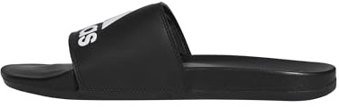adidas Unisex Adilette Comfort Slide Sandal, Black/White/Black, 12 US Women