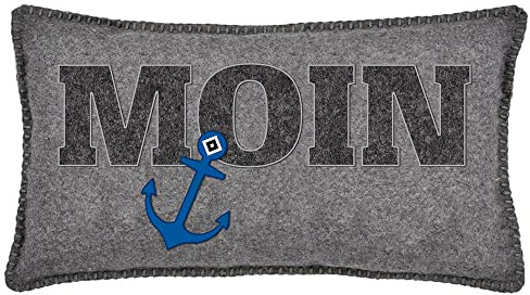 HSV Hamburger SV Kissen 'Anker', Grau, Polyester, Rechteckig, 45 x 26 cm, Kissen
