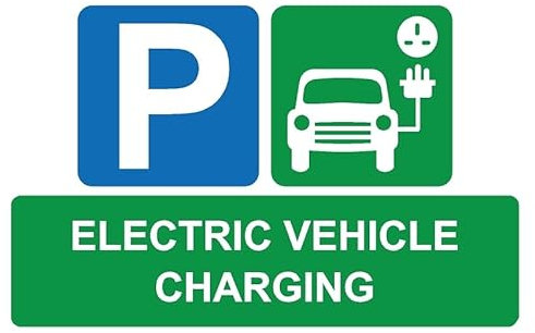 Electric vehicle EV charging parking sign - 3mm Aluminium sign (300mm x 200mm)