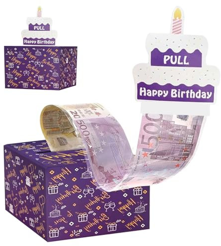 KERANEET Happy Birthday Geldgeschenke Verpackung Überraschungsbox Geburtstag Geldgeschenke Verpacken Geschenkbox Geburtstag Mystery Box Explosionsbox Bastelset für Freunde Familie Kinder - Violett