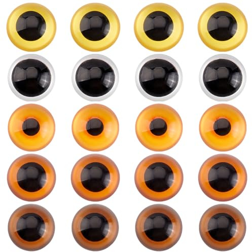 PH PandaHall 20 Stk 30mm Augen Glas Cabochon, 5 Farben Halbrunde Tieraugen | Drache Eule Katzeaugen, Tier Cameo Dome Kacheln für Halloween DIY Handwerk Plüschtier Skulpturen Handgefertigt Schmuck