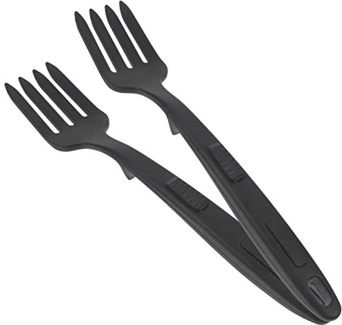 TOPBATHY Tenedores De Silicona Para Pasta Reutilizables, Tamaño Mediano, Color Negro, Utensilios De Cocina Resistentes Al Calor, Ideales Para Cocinar Carne y Usar Camping, Set De 2 Piezas