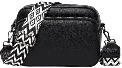 Quirkademy Crossbody Bag Damen, Kleine Umhängetaschen Damen mit Abnehmbar Schultergurt, Damen Schultertaschen aus PU Leder, Crossbag Handytasche zum Umhänge (Schwarz)