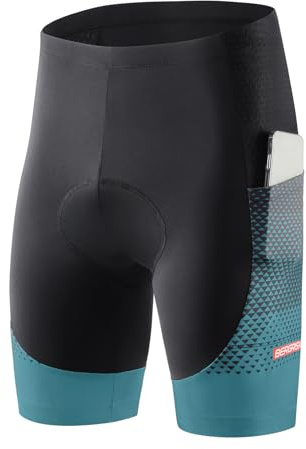 BERGRISAR Radlerhose Herren Fahrradhose Radhose 4D Gepolstert Atmungsaktive Stoßfeste Hose für MTB Rennrad Trail Grün X-Large