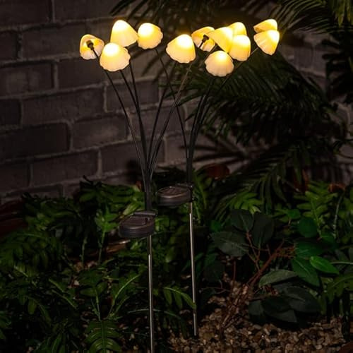 Garden Decoration 2 Rock Mushroom Solar Lights Outdoor Decorative LED Garden Lights - Automatically Turns on at Dusk
