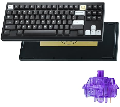 Leo80 TKL Kit tastiera meccanica 80%, hot swap, retroilluminazione RGB, angolo di ingresso 6°, telaio in alluminio pesi in ottone (nero, 80%)