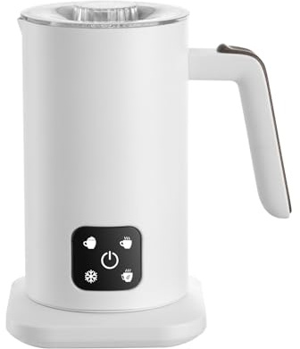 Panana Milk Frother Coffee Maker, 4 in 1 Automatic Frothing and Milk Steamer, Hot & Cold Milk Warmer, 350ml, Temperature Control Auto Shut-Off, for Coffee, Latte, Cappuccino, Chocolate (White)