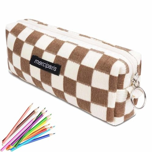 JOOTUEPO Cute Pencil Case, Corduroy Aesthetic Pencil Case for Girls Boys, Portable Stationery Pencils Bag, Makeup Bag, Stationery Pouch for Girls Women Teenage College Exams