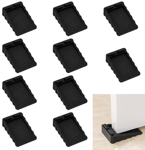 Lot de 10 Cale Porte Sol Caoutchouc Antidérapant, Bloque Porte Réglable et Empilable pour Tous Types de Sols, Butée de Porte Sécurité Bébé sans Perçage pour Maison Bureau