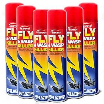 Sanmex Fly & Wasp Killer Spray 6 Pack (300ml Each) – Fast-Acting Insecticide Aerosol for Flies, Wasps, Mosquitoes & Flying Insects – Household Pest Control Spray - Aldbury Goods