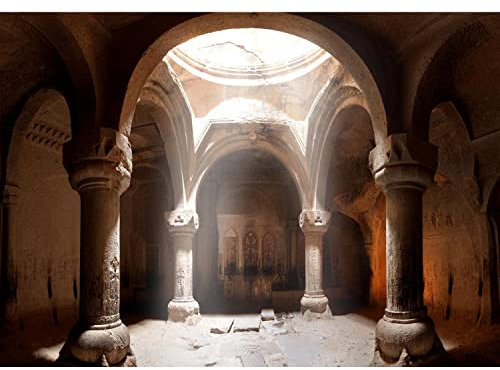 Runa Art Papel tapiz fotográfico templo de la arquitectura 352 x 250 cm Lana Fondo De Pantalla XXL Moderna Decoración De Pared Sala Cuarto Oficina Salón marrón 9115011a