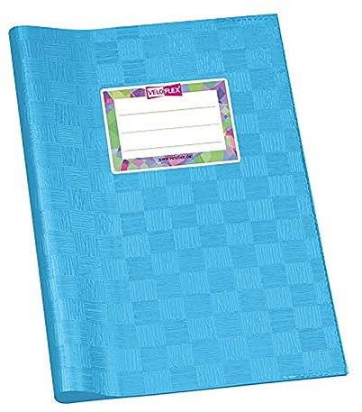 VELOFLEX - Schulhefthülle DIN A5 PP Hellblau 25 Stück | Gedeckte PP-Folie mit Bastnarbung, im Hochformat, mit Namensetikett zum Beschriften