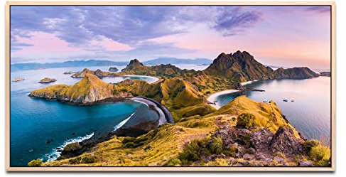 Indonesien ca. 130x70cm Wandbild inklusive Schattenfugenrahmen naturfarbend - Panorama Leinwand Bild XXL Format Wandbilder Wohnzimmer Wohnung Deko Kunstdrucke