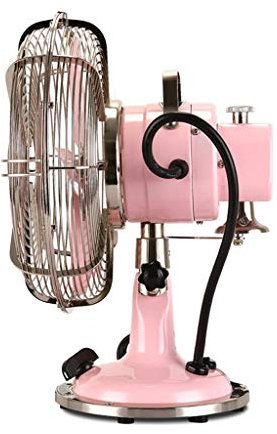 MU Hogar Salón Dormitorio Ventilador-Ventilador Mesa Retro Metal Bronce Mesa eléctrica Mini Nostálgico Compacto de Escritorio,Rosado,24 * 32cm