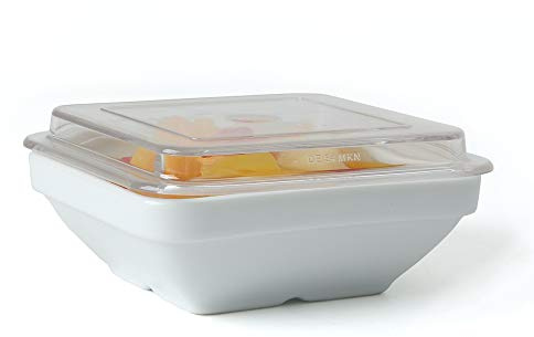 Holst Porzellan GVQ 025 SET 2N Schale mit Deckel 0,25 l / 14 cm glasklar niedrig, weiß/transparent, Porzellan | 14 cm, Glasklar niedrig, SET 2N