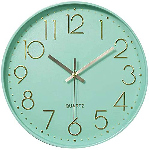 Taodyans Modern Wanduhr 30cm Ohne Tickgeräusche Küche Wand Uhr Quarz Uhr für Büro Klassenzimmer Wohnzimmer Schlafzimmer (Minzgrün)