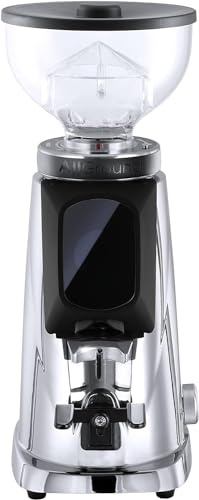 Fiorenzato AllGround - Molinillo de café con carcasa cromada; panel de control en borde negro - Para el grado de molido perfecto para café espresso, moca y café de filtro, cromo; negro