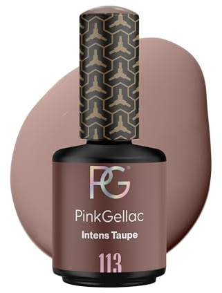 Pink Gellac UV Gel Nagellack - 113 Intense Taupe 15 ml - Lang Anhaltend UV Nagellack Taupe - Gel UV für 14 Tage Nägel in Salonqualität - Made in Holland