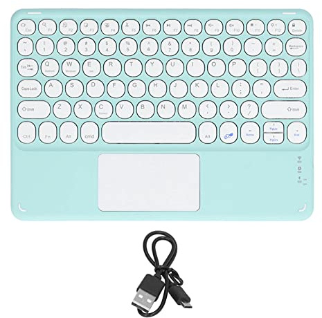 ASHATA Teclado Inalámbrico Bluetooth con Trackpad para Teléfono Móvil, Almohadilla para Computadora Portátil, Teclas Redondas, Teclado Táctil Inteligente Ultrafino Ergonómico, Compatible con(Verde)