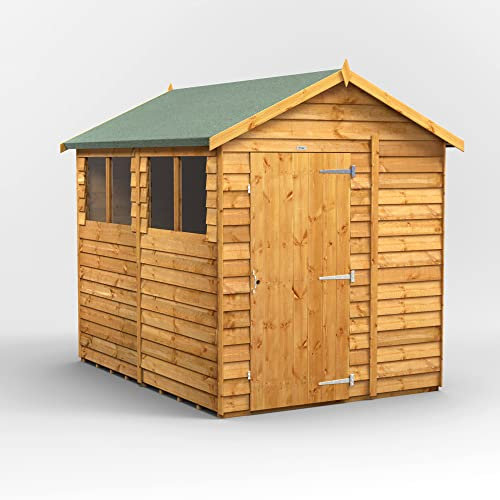 Powersheds High Grade Premium Apex Overlap Garden Wooden Shed with Security Features, Door & Window Flexibility, made from Extra Thick Timber & Toughened Glass