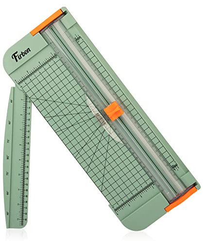 Firbon A4 Paper Cutter 12 Inch Titanium Paper Trimmer Scrapbooking Tool with Automatic Security Safeguard and Side Ruler for Craft Paper, Coupon, Label and Cardstock, Morandi