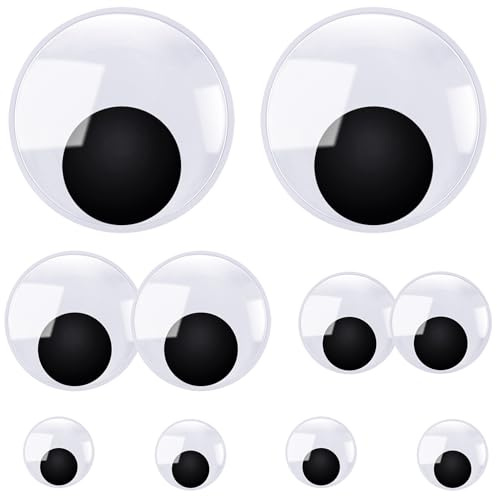 TOAOB 10 Stück Wackelaugen Selbstklebend Groß 50mm 75mm 100mm 150mm Runde | Kunststoff Kulleraugen Selbstklebend Wiggle Googly Augen Puppe Augen Aufkleber für DIY Scrapbooking Handwerk