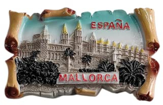 Imán para nevera Mallorca España, recuerdo de viaje, decoración 3D, calcomanía magnética pintada a mano