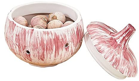 YLWX Knoblauchtopf Zwiebeltopf Knoblauch Aufbewahrung Küche Gemüsen Vorratsdosen (Color : Rot)