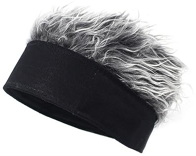YEKEYI Novità Hip Hop Beanie Cappello con Spillo Capelli Finti Divertente Retro Breve Melone Parrucca Teschio Cap Regolabile Streetwear, Blagra, 58