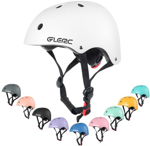 Glerc Casque de vélo pour enfants pour garçons et filles à partir de 8 ans, accessoire vélo pour enfants, casque de vélo résistant aux chocs et aux impacts pour enfants, M, Blanc