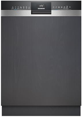 Siemens SN53HS01AE iQ300 Smarter Geschirrspüler Teilintegriert, 60 cm breit, Made in Germany, Besteckkorb, Edelstahl, angenehm leise mit iQdrive, aquaStop, höhenverstellbarer Oberkorb, Home Connect