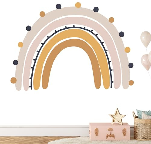 KIDSMOOD - Wandtattoo Kinderzimmer Deko, Wandaufkleber als Dekoration für Babyzimmer, Selbstklebend und rückstandslos Entfernbar, Wandsticker mit Regenbogen Motive für Mädchen und Jungen - 60x44 cm