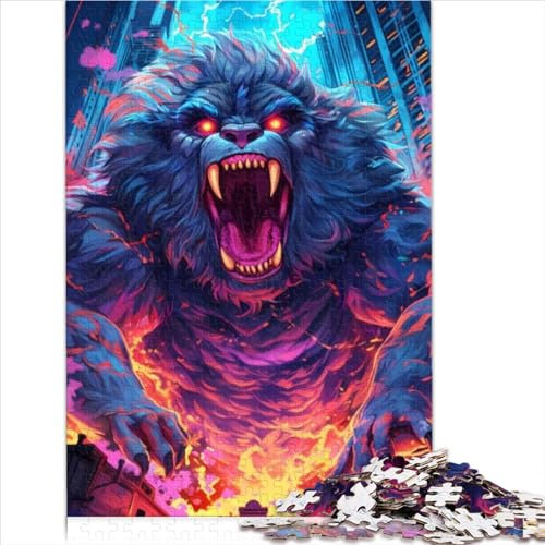 1000-teiliges Puzzle „Riesiger Blauer Gorilla“ für Erwachsene, Holzpuzzle, geeignet für Erwachsene und Kinder über 12 Jahre, Denksportaufgaben für Erwachsene (50 x 75 cm)