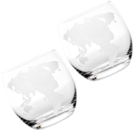 MAGICLULU 2pcs Map Printed Water Cup Glass Cup Drinking Glasses Beverage Holder for Household Drinks Glasses Use in Home Office