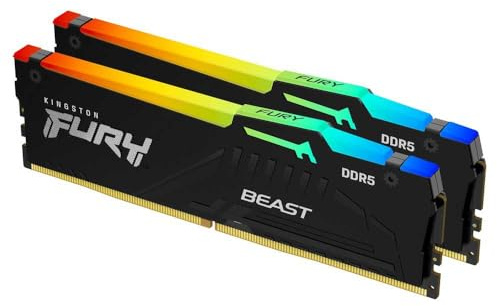 Kingston FURY Beast Nero RGB 16GB (2x8GB) 6000MT/s DDR5 CL30 DIMM Memoria Gaming per Computer Fissi Kit da 2 Intel XMP - KF560C30BBAK2-16