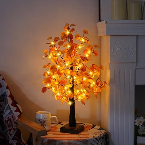 LED Arbre Lumière à Feuilles D'érable Lampe de Table,Feuille D'érable Guirlandes Lumineuses,Arbre Lumineux Forme de Feuille D'érable Décoration Automnale,pour Salon,Maison,Noël,Automne Déco