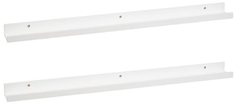 LOLAhome | Set de 2 Repisas de Pared | Balda Flotante Madera| Estante con Bordes | Estanteria Estrecha para Cuadros Fotos y Decoracion Blanco De 100x9x5 cm