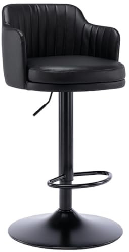 MEIZHITU Barstuhl Tresenhocker Barstuhl Aus Pu-Leder, Verstellbarer Barstuhl Mit Drehfunktion, Mit Rückenlehne Und Fußstütze Für Barhocker Zu Hause Bistrohocker Designer Hocker(Black)