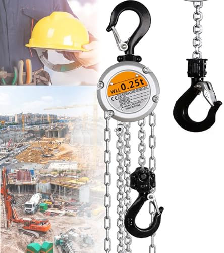 SNBGRYE Mini Chain Hoist, 118 Inch Manual Lift Chain Hoist, With G80 Chain + 2 Heavy Duty Hooks, Non-Clip Slot, For Garage, Warehouse, Auto Mechanics,250kg