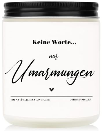 Lavendel Duftkerze im Glas,Keine Worte, nur Umarmungen | Trostspender für stillen Abschied | 200g reines Sojawachs, 50 Stunden sanfter Schein | Beileidsgeschenk für Frauen Mama