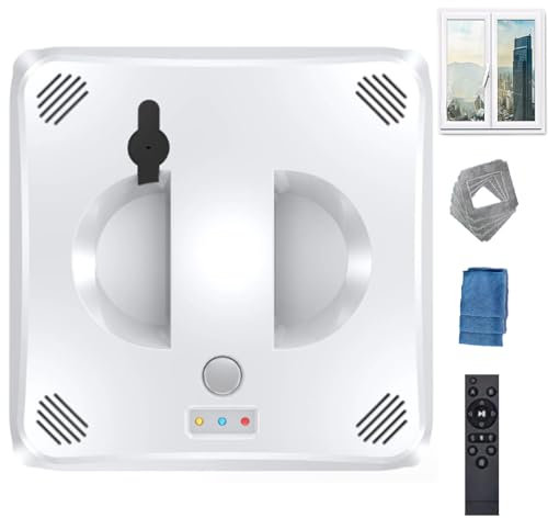 Robot limpiacristales de 72 W, robot limpiacristales automático cuadrado, robot limpiacristales de 40 ml, aspirador de cristales con pulverizador de agua doble automático/control remoto, color blanco