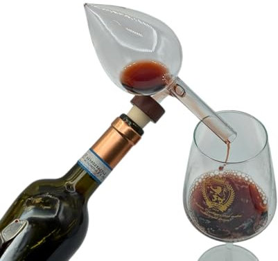 Decanter per Vino con Aeratore in Vetro Soffiato 150 ml - Decantatore Professionale per Vino Rosso e Bianco - Idea Regalo per Amanti del Vino
