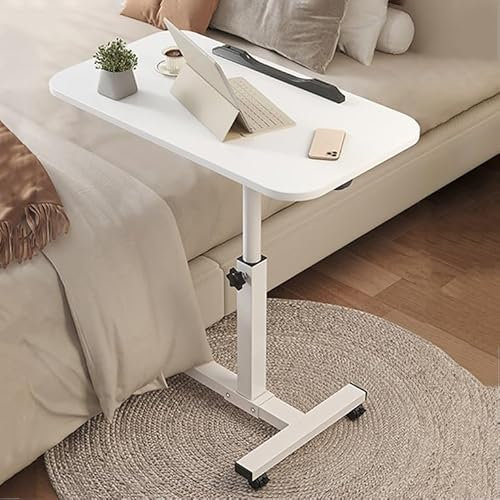 Verstellbarer C-förmiger Beistelltisch mit Rollen für Wohnzimmer, Schlafzimmer, kleiner Couch-Beistelltisch zum Essen und Laptop, höhenverstellbares Betttablett, moderne Möbel für Heimdekoration